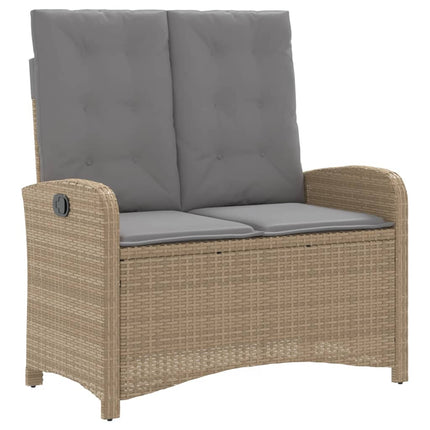 Matgrupp för trädgården med dynor 2 delar beige konstrotting