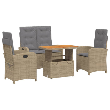 Soffgrupp för trädgården med dynor 4 delar beige konstrotting