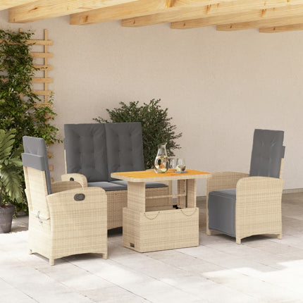 Soffgrupp för trädgården med dynor 4 delar beige konstrotting