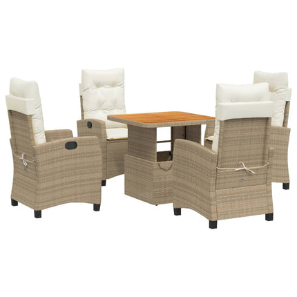 Matgrupp för trädgården med dynor 5 delar beige konstrotting