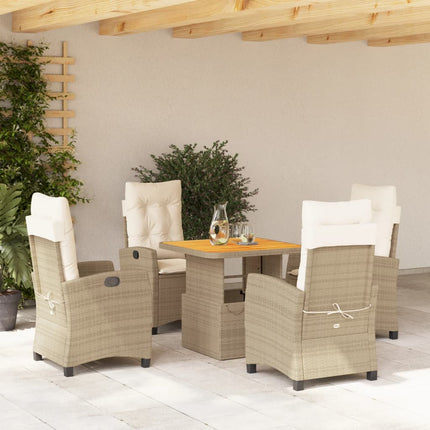 Matgrupp för trädgården med dynor 5 delar beige konstrotting
