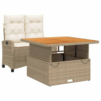 Matgrupp för trädgården med dynor 2 delar beige konstrotting