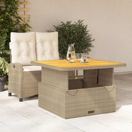 Matgrupp för trädgården med dynor 2 delar beige konstrotting