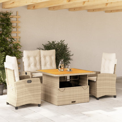 Soffgrupp för trädgården med dynor 4 delar beige konstrotting