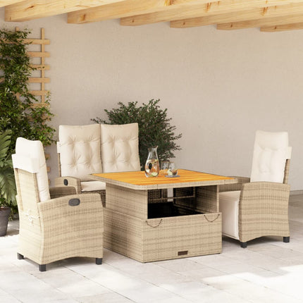 Soffgrupp för trädgården med dynor 4 delar beige konstrotting