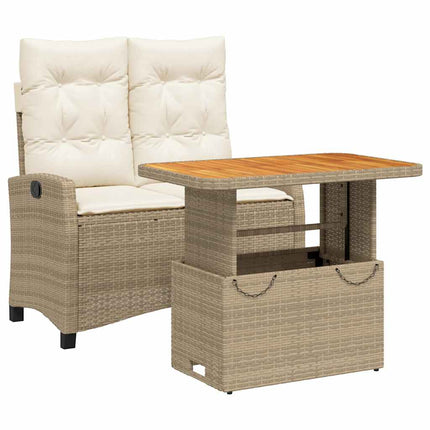 Matgrupp för trädgården med dynor 2 delar beige konstrotting