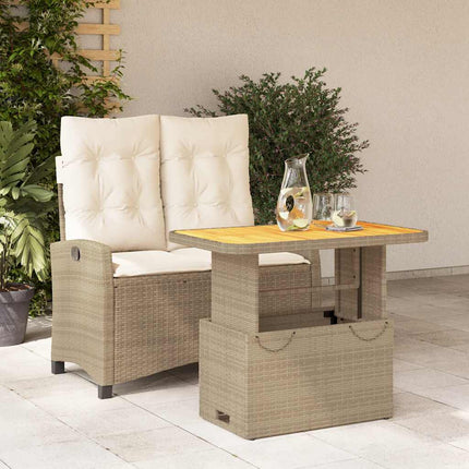 Matgrupp för trädgården med dynor 2 delar beige konstrotting