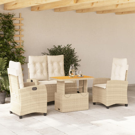 Soffgrupp för trädgården med dynor 4 delar beige konstrotting