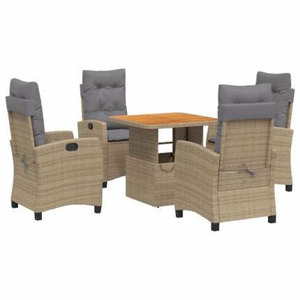Matgrupp för trädgården med dynor 5 delar beige konstrotting