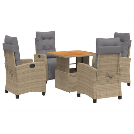 Matgrupp för trädgården med dynor 5 delar beige konstrotting