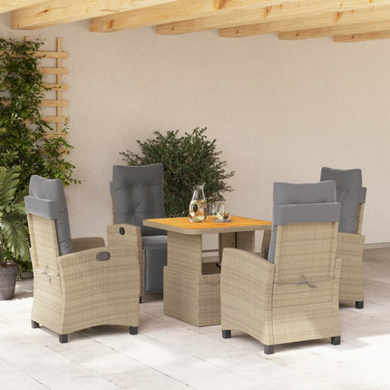 Matgrupp för trädgården med dynor 5 delar beige konstrotting