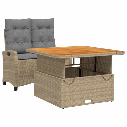 Matgrupp för trädgården med dynor 2 delar beige konstrotting