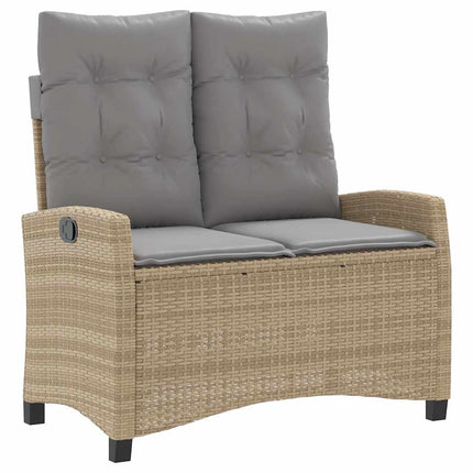 Matgrupp för trädgården med dynor 2 delar beige konstrotting