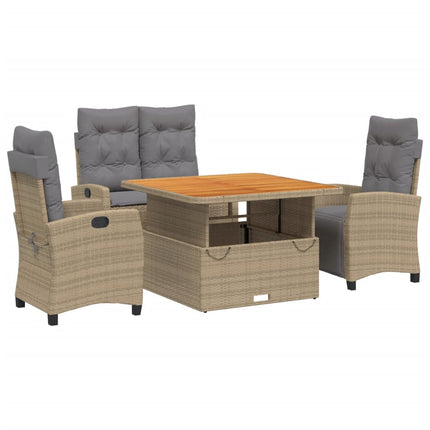 Soffgrupp för trädgården med dynor 4 delar beige konstrotting