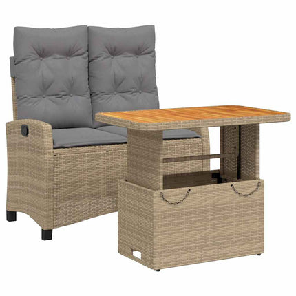 Matgrupp för trädgården med dynor 2 delar beige konstrotting
