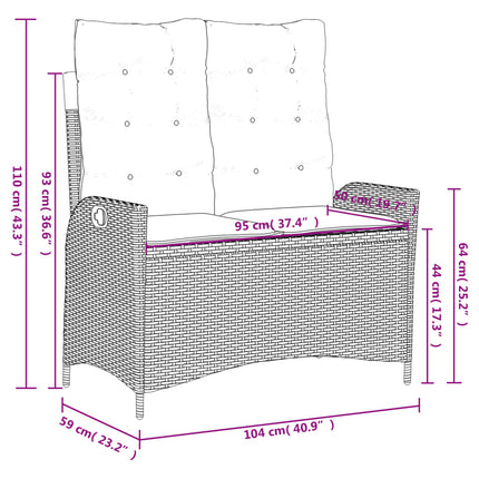 Matgrupp för trädgården med dynor 2 delar svart konstrottning