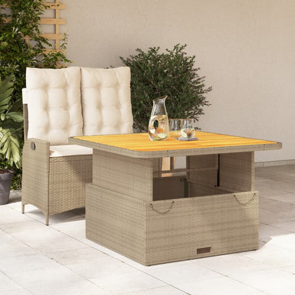 Matgrupp för trädgården med dynor 2 delar beige konstrotting