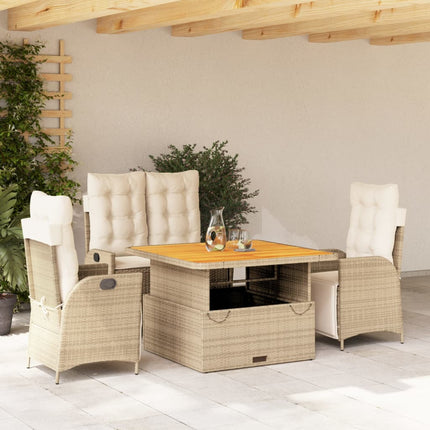 Soffgrupp för trädgården med dynor 4 delar beige konstrotting