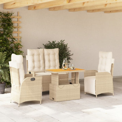 Soffgrupp för trädgården med dynor 4 delar beige konstrotting