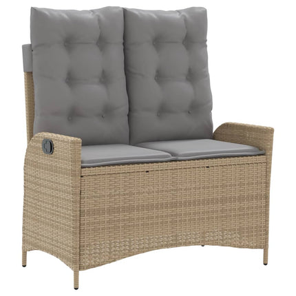 Matgrupp för trädgården med dynor 2 delar beige konstrotting