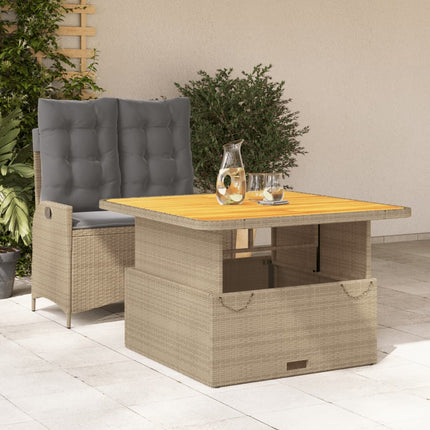 Matgrupp för trädgården med dynor 2 delar beige konstrotting