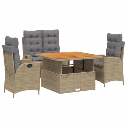 Soffgrupp för trädgården med dynor 4 delar beige konstrotting
