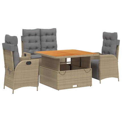Soffgrupp för trädgården med dynor 4 delar beige konstrotting