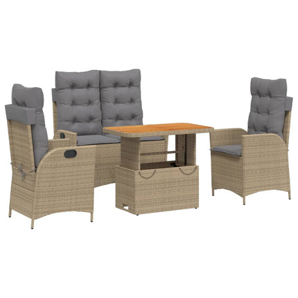 Soffgrupp för trädgården med dynor 4 delar beige konstrotting