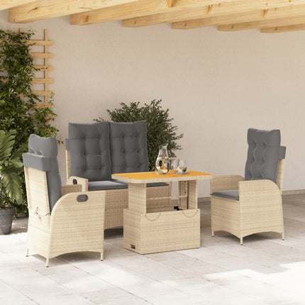 Soffgrupp för trädgården med dynor 4 delar beige konstrotting