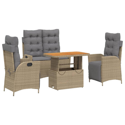 Soffgrupp för trädgården med dynor 4 delar beige konstrotting