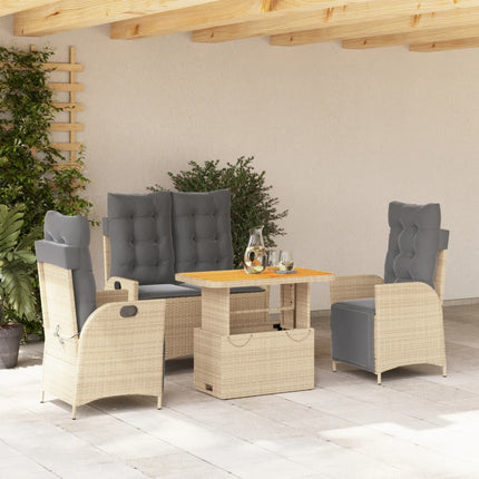 Soffgrupp för trädgården med dynor 4 delar beige konstrotting