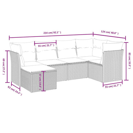 Loungegrupp med dynor 6 delar svart konstrotting
