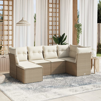 Soffgrupp för trädgården med dynor 6 delar beige konstrotting