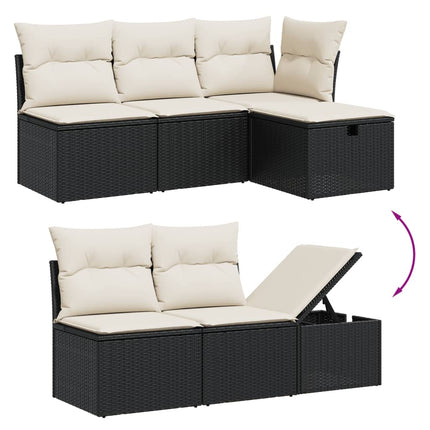Soffgrupp för trädgården med dynor 7 delar svart konstrotting