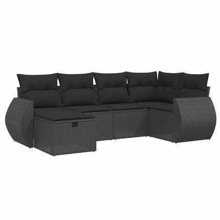 Loungegrupp med dynor 6 delar svart konstrotting
