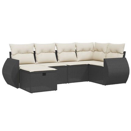 Loungegrupp med dynor 6 delar svart konstrotting
