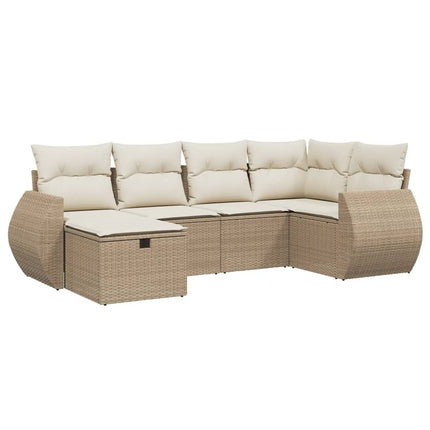 Soffgrupp för trädgården med dynor 6 delar beige konstrotting