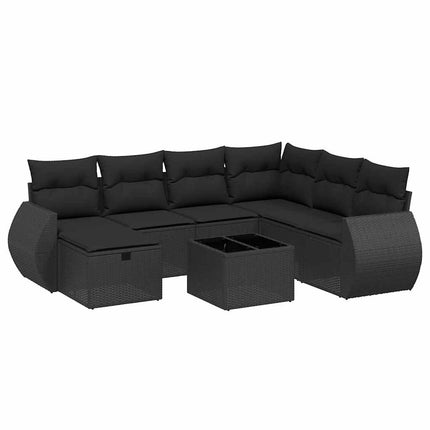 Loungegrupp för trädgården med dynor 8 delar svart konstrotting