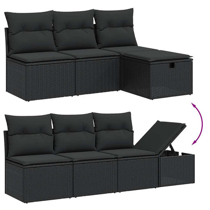 Loungegrupp för trädgården med dynor 8 delar svart konstrotting