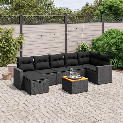 Loungegrupp för trädgården med dynor 8 delar svart konstrotting