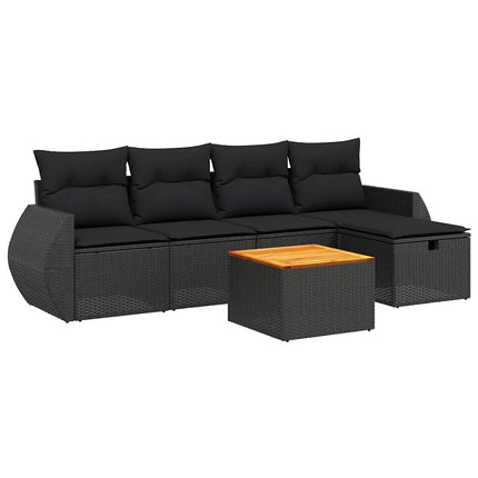 Loungegrupp med dynor 6 delar svart konstrotting