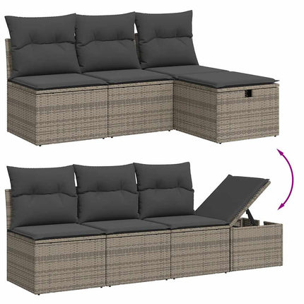 Loungegrupp för trädgården med dynor 8 delar grå konstrotting