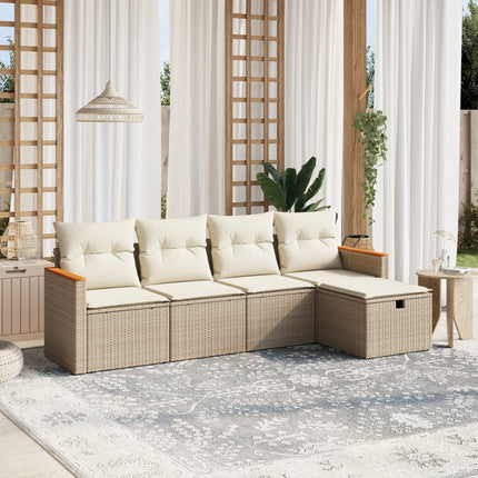 Soffgrupp för trädgården med dynor 5 delar beige konstrotting