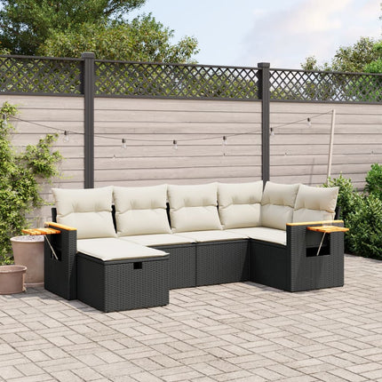 Loungegrupp med dynor 6 delar svart konstrotting