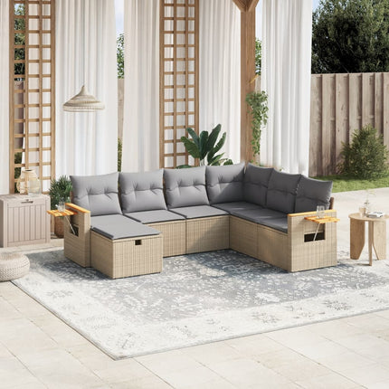 Soffgrupp för trädgård med dynor 7 delar mixbeige konstrotting