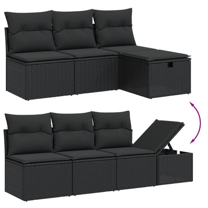 Loungegrupp för trädgården med dynor 8 delar svart konstrotting