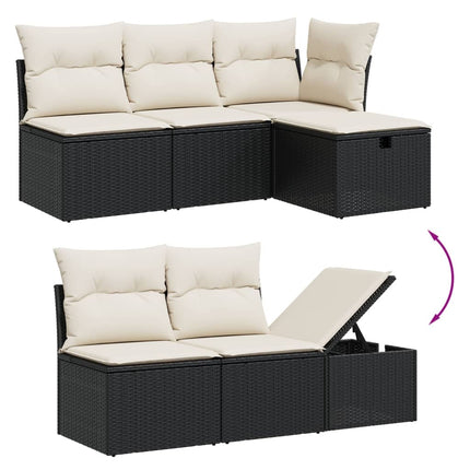 Loungegrupp med dynor 6 delar svart konstrotting