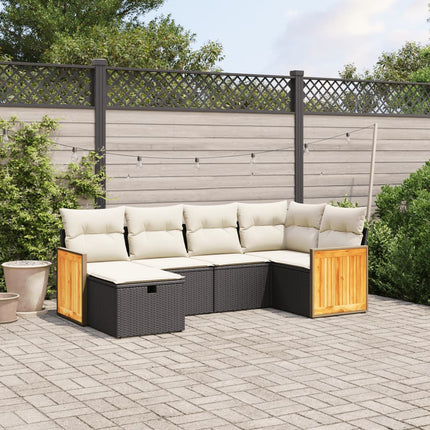 Loungegrupp med dynor 6 delar svart konstrotting