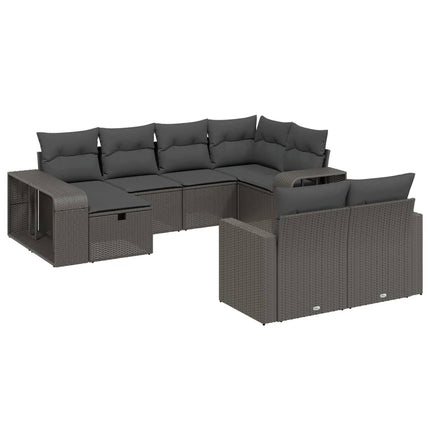 Loungegrupp 10 delar med svarta dynor konstrotting