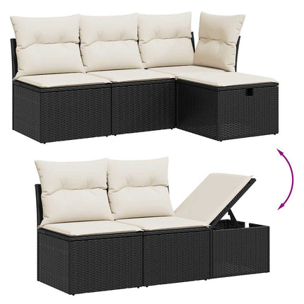 Loungegrupp 10 delar med svarta dynor konstrotting
